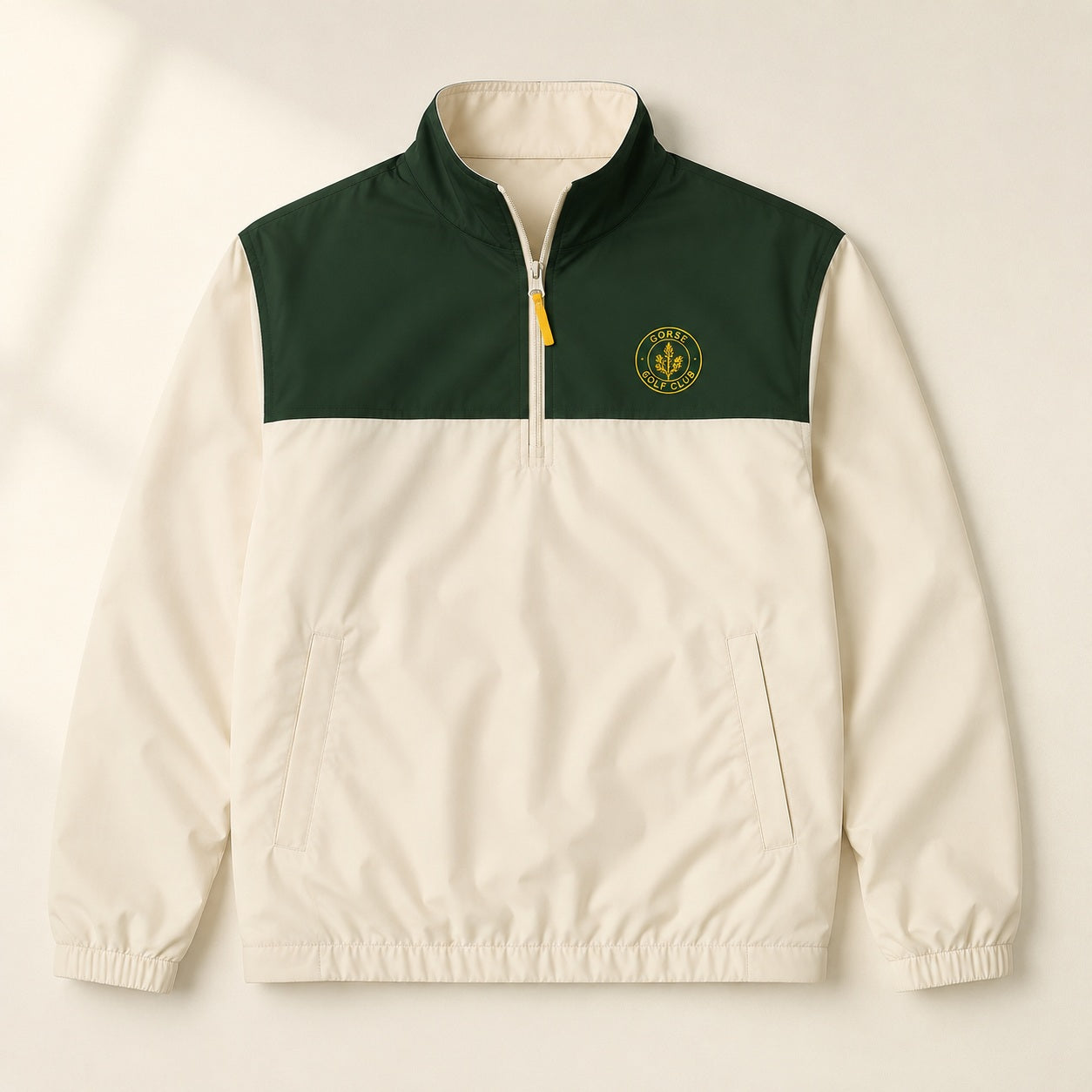 Wind Half-Zip - Cream and Pine